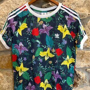 Adidas Originals Women Floral Graphic Tee SS White ED6585 Small